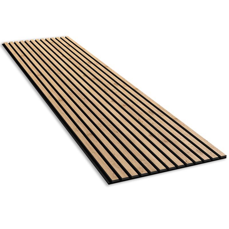 Oak - Black Acoustic Slats Wall Panel 280 x 60 - DecorMania.eu